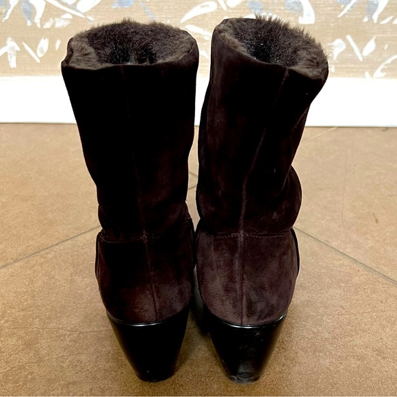 Calvin Klein cruelty-free waterproof wedge boots in size 8.5 in Brown - Picture 3 of 10